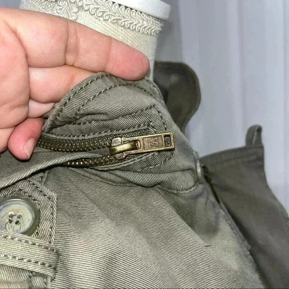 I HEART RONSON Military style utility jacket NWOT tie waist hooded olive - Picture 9 of 16